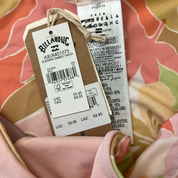 Billabong Pink and Orange Floral Fabric - Picture 7 of 10